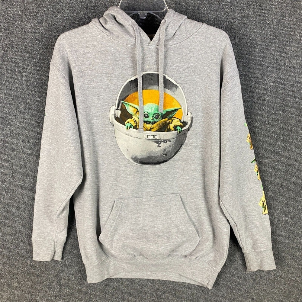 Star Wars Baby Yoda Hoodie Men's Medium Pullover Cotton Blend Graphic Print‎ M